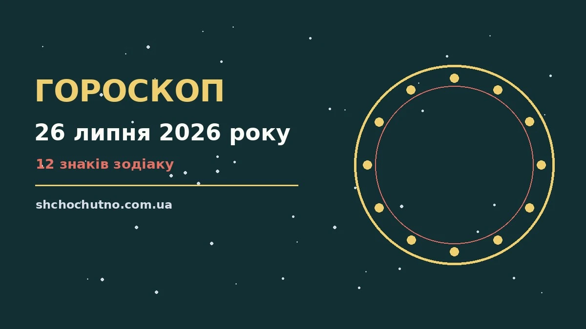 Зодіакальні знаки на тлі ранкового неба, гороскоп на 26 липня 2026 року